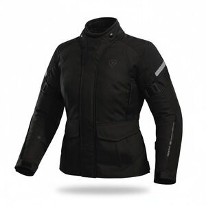 REV'IT Indigo Layered Motorcycle Jacket Women Large Black Protective Riding Gear